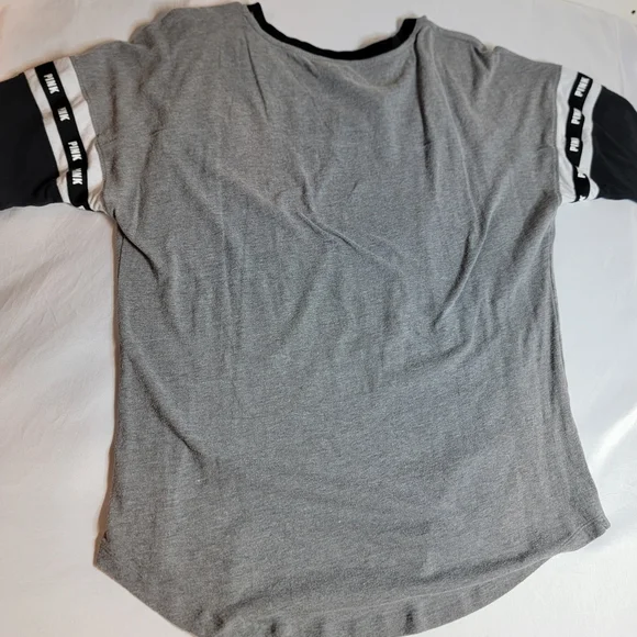 PINK Victoria's Secret Gray and Black Tee - Picture 2 of 8